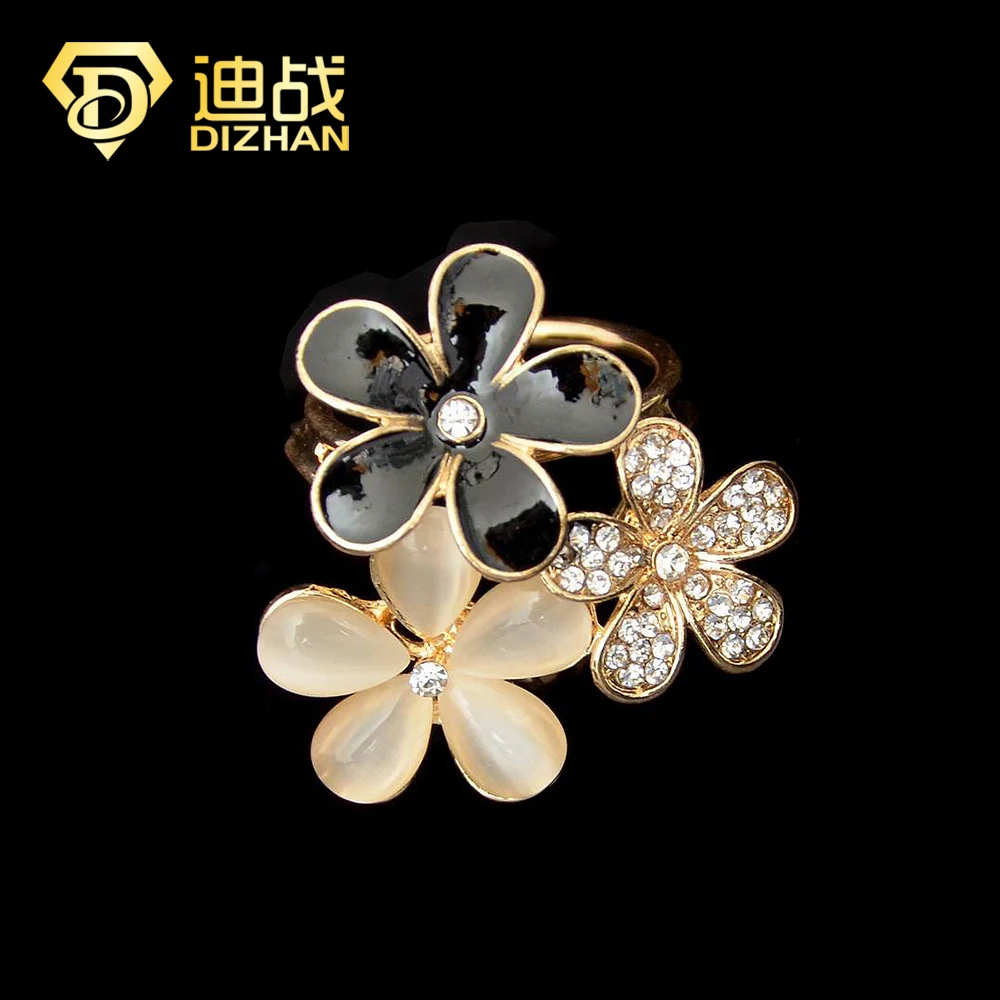 

Rhinestone Brooch Pin Opal Three Flower Clip Crystal Brooch Buckle Pashmina Loop Hijab Scarf Pin For Women dress jewelry
