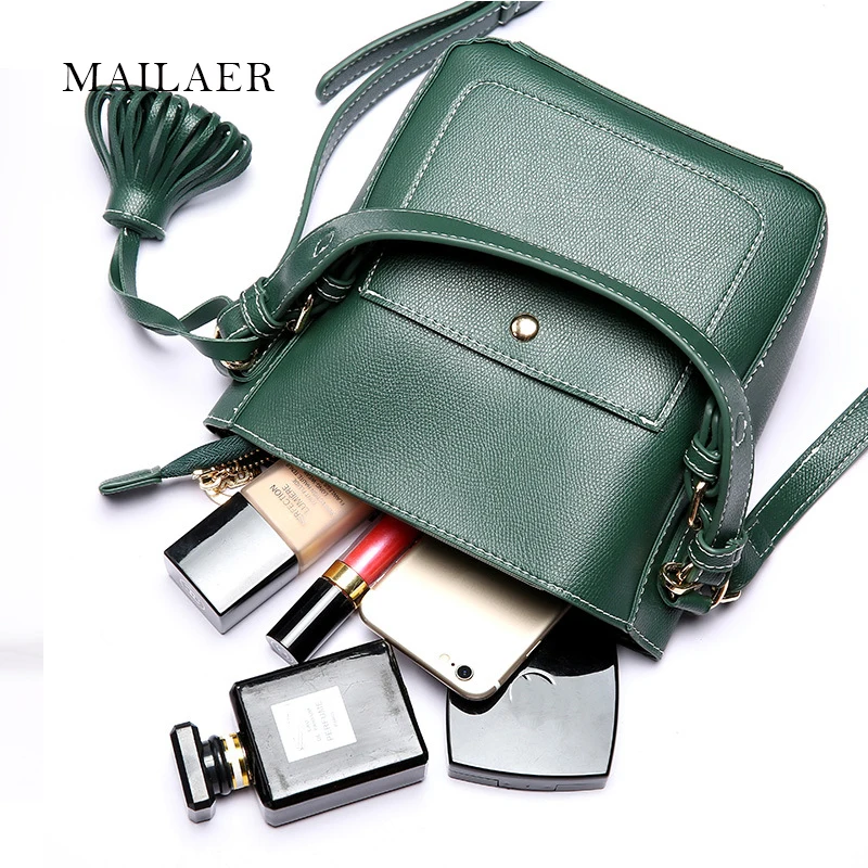 

MAILAER 2018 New PU Leather Fashion Women Bag Simple wild Shoulder Messenger Bags for Work Ladies Portable Bucket Handbags