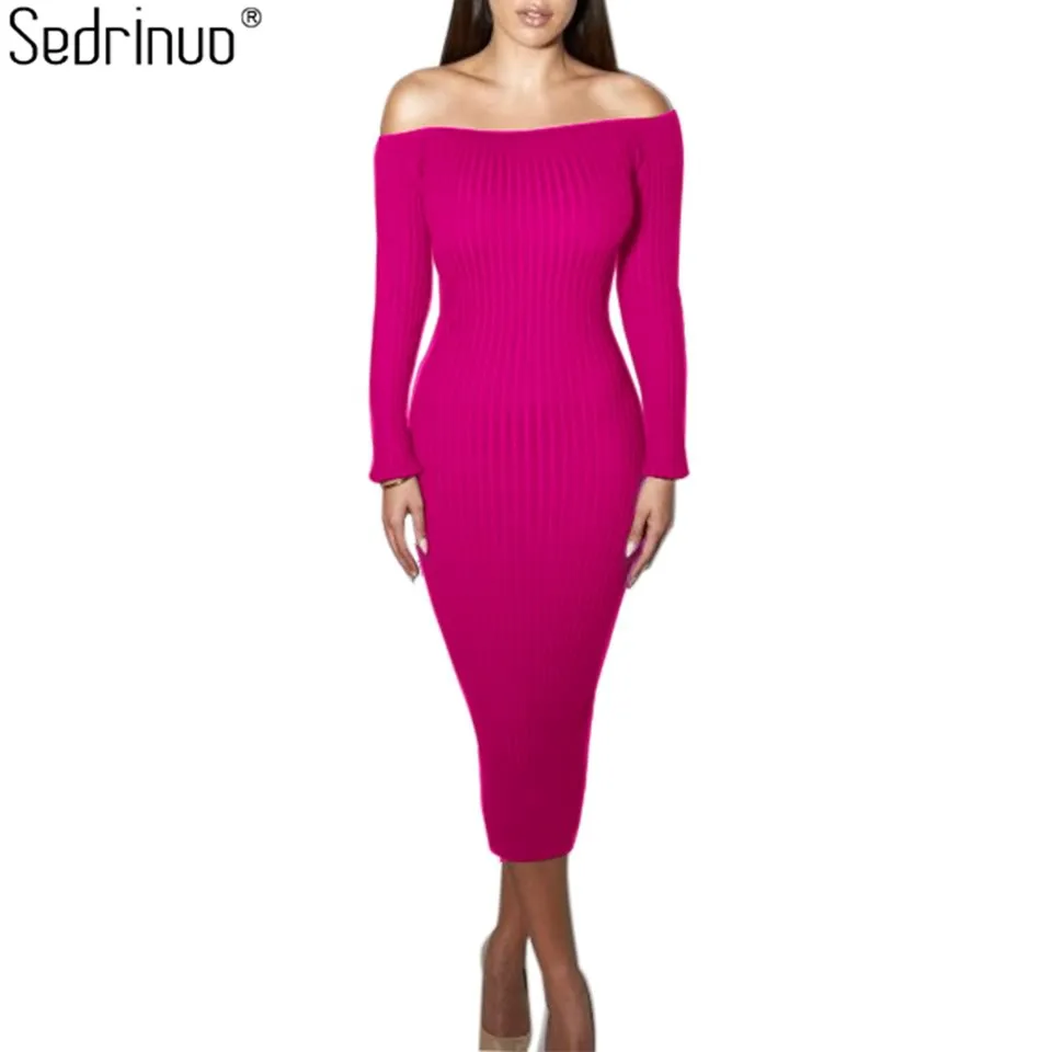 Fashion Long Sleeve Off Shoulder Slash 