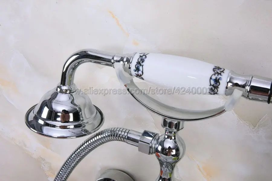 Настенный смеситель для ванной хромированный латунный кран для ванны раковины телефон стиль для душа и ванной набор с ручной душевой Kna204