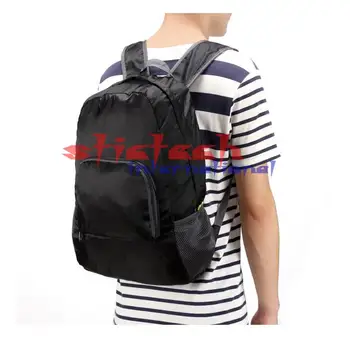 

100pcs Foldable Light Backpack Travel Backpack Portable Zipper Soild Nylon Back Pack Daily Bagpack Shoulder Bags