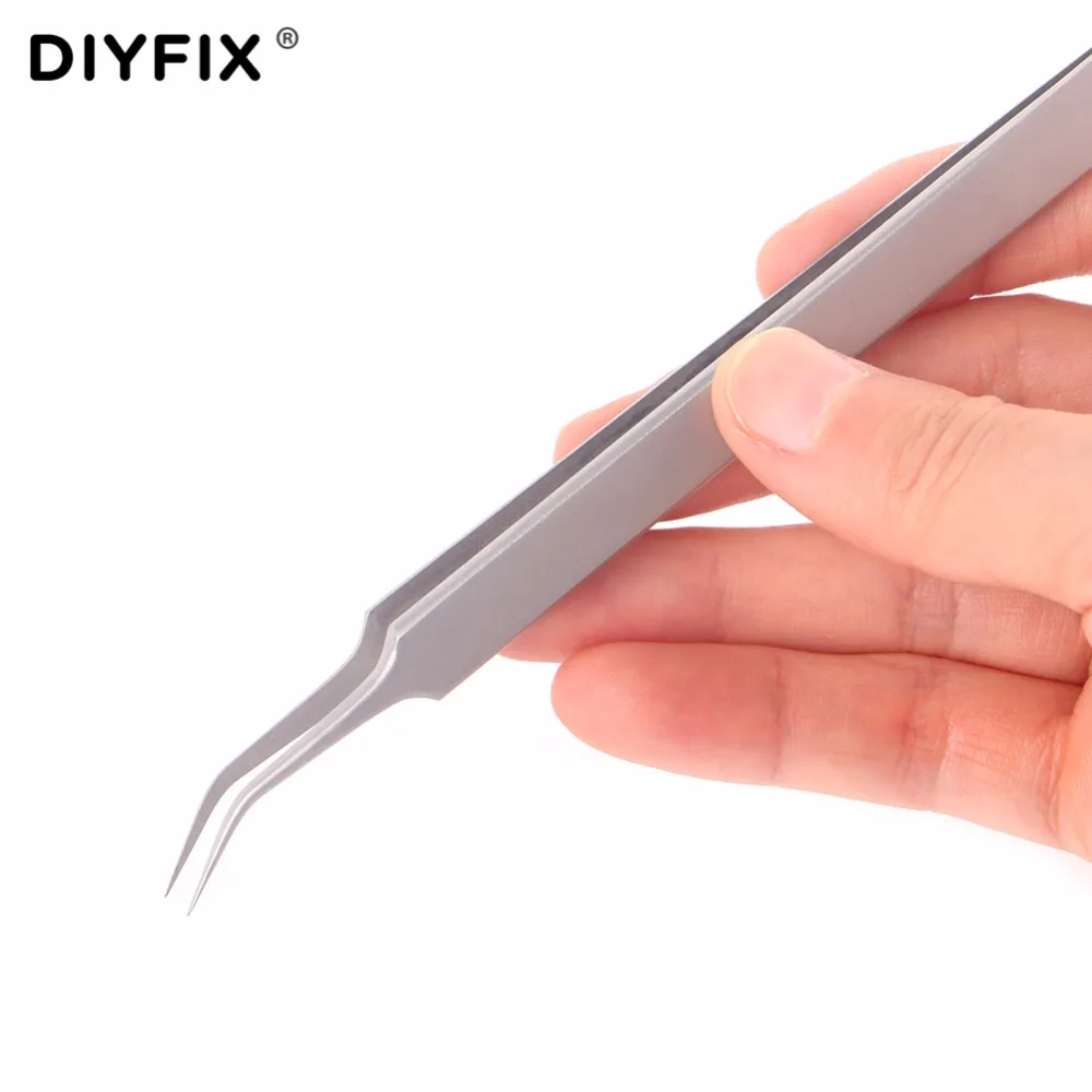 DIYFIX Ultra Precision нержавеющая сталь tweezers изогнутые щипцы-пинцет с тонким наконечником