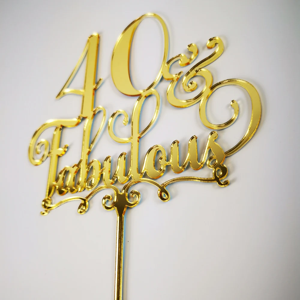 Personalized Happy Birthday Cake Topper, custom Fabulous age Birthday Cake Topper,color Wood  Birthday Party Decor Supplies (4)