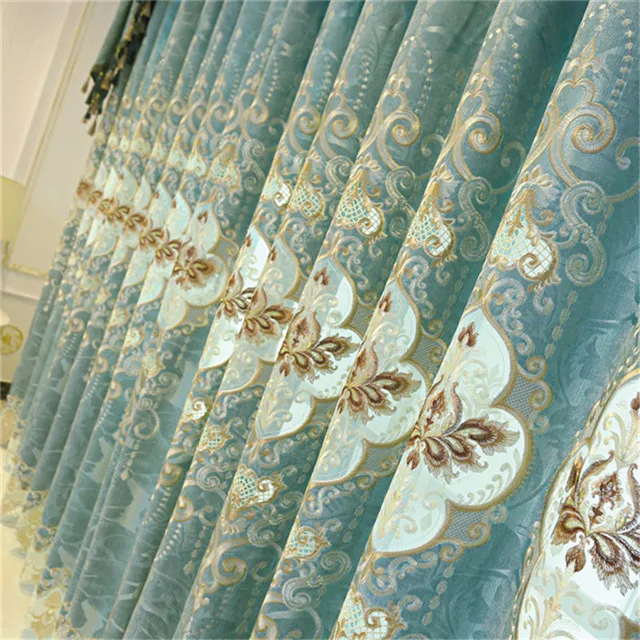 Европейский Тюль с вышивкой, занавески для гостиной, роскошные занавески для спальни, оконные золотистые жаккардовые занавески, воздушные жалюзи - Цвет: Curtain