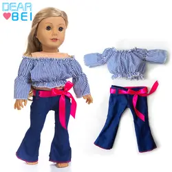 Новое платье в полоску из джинсовой ткани подходит для куклы Американская девочка одежда 18-дюймовые куклы, рождественский подарок для