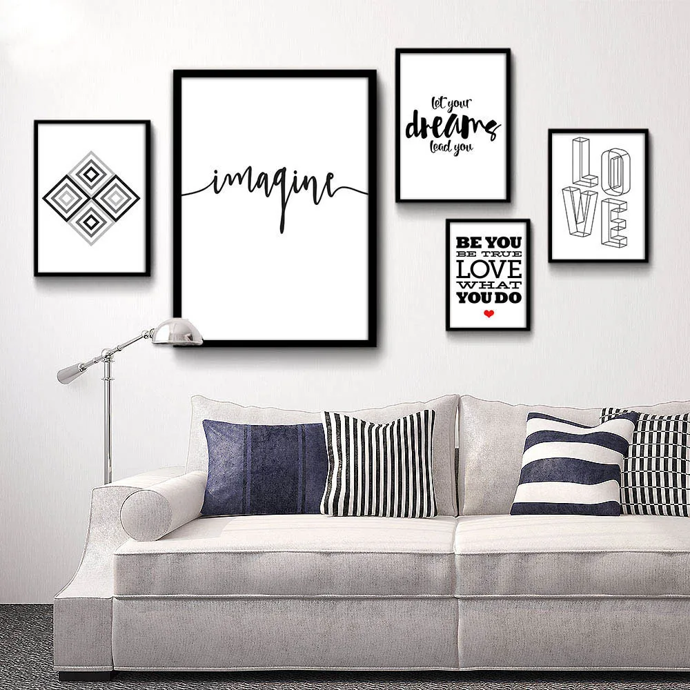 Motivation Kunst Leinwand Poster Abstrakte Malerei Schwarz Weiss Wand Bild Moderne Wand Bilder Fur Wohnzimmer Wand Kunst Modern Home Decor Painting Black Whiteabstract Painting Aliexpress