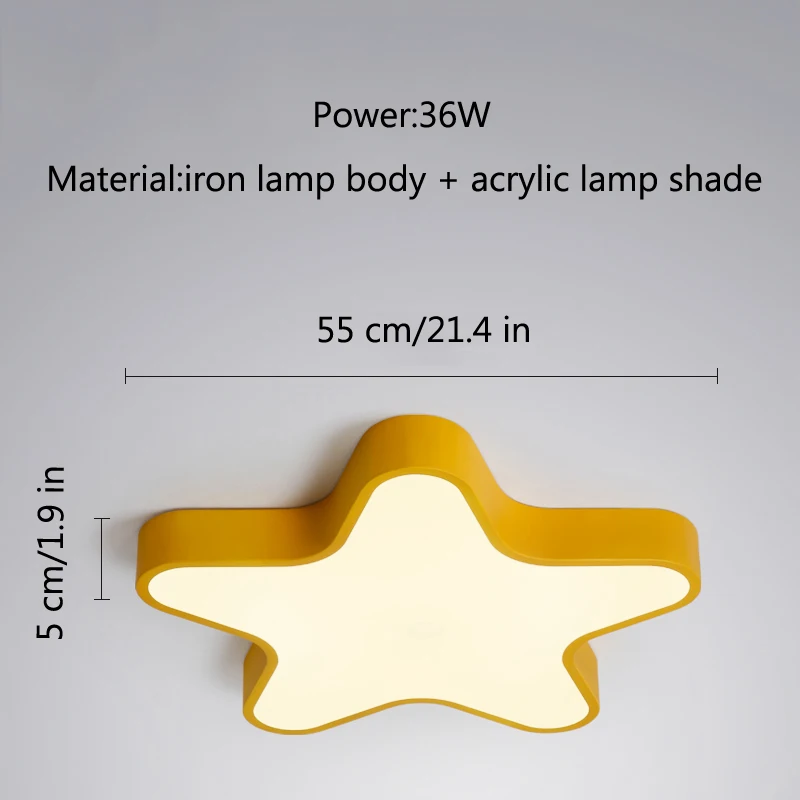 Современная Европейская розовая синяя звезда для детей, детская комната, спальня для девочек и мальчиков, светодиодный потолочный светильник, светильник для детской комнаты, светильник ing - Цвет корпуса: Yellow Star
