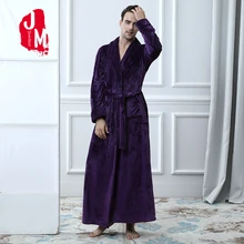 Для мужчин повседневное кимоно халат осень зима фланелевый длинный халат толстые теплые мужские пижамы длинный рукав ночная рубашка мужская повседневная домашняя одежда