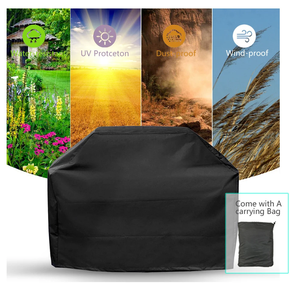 Waterproof Anti Dust BBQ Grill Cover also for Patio Furniture Chaise Lounge Charcoal Electric Barbeque Grill Protector Covers