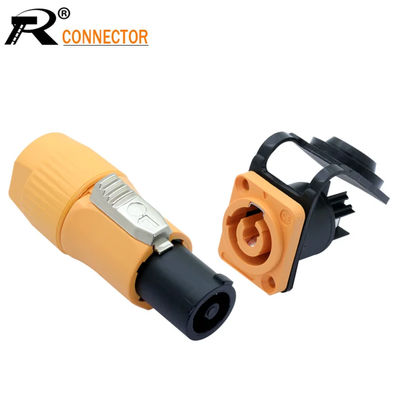 

10 Sets Waterproof 20A PowerCON Power Panel Mount Adapter True Locking Cable Connector IP65 Aviation Flame Retardant Connector
