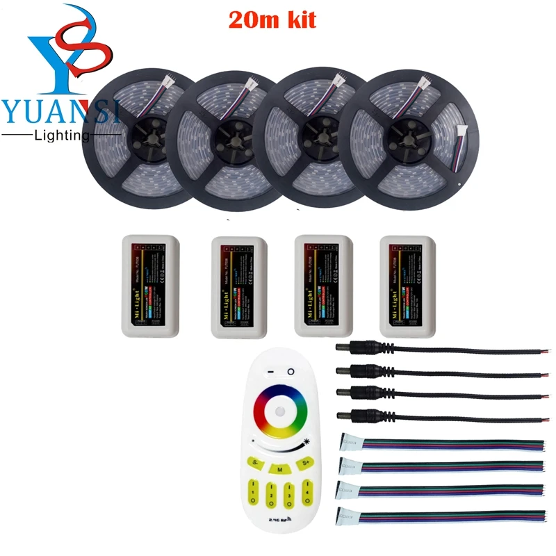5 м/10 м/15 м/20 М 5050 rgbw rgbww (4 в 1) Светодиодная лента + Mi. light 2 4G 4 зонный светодиодный