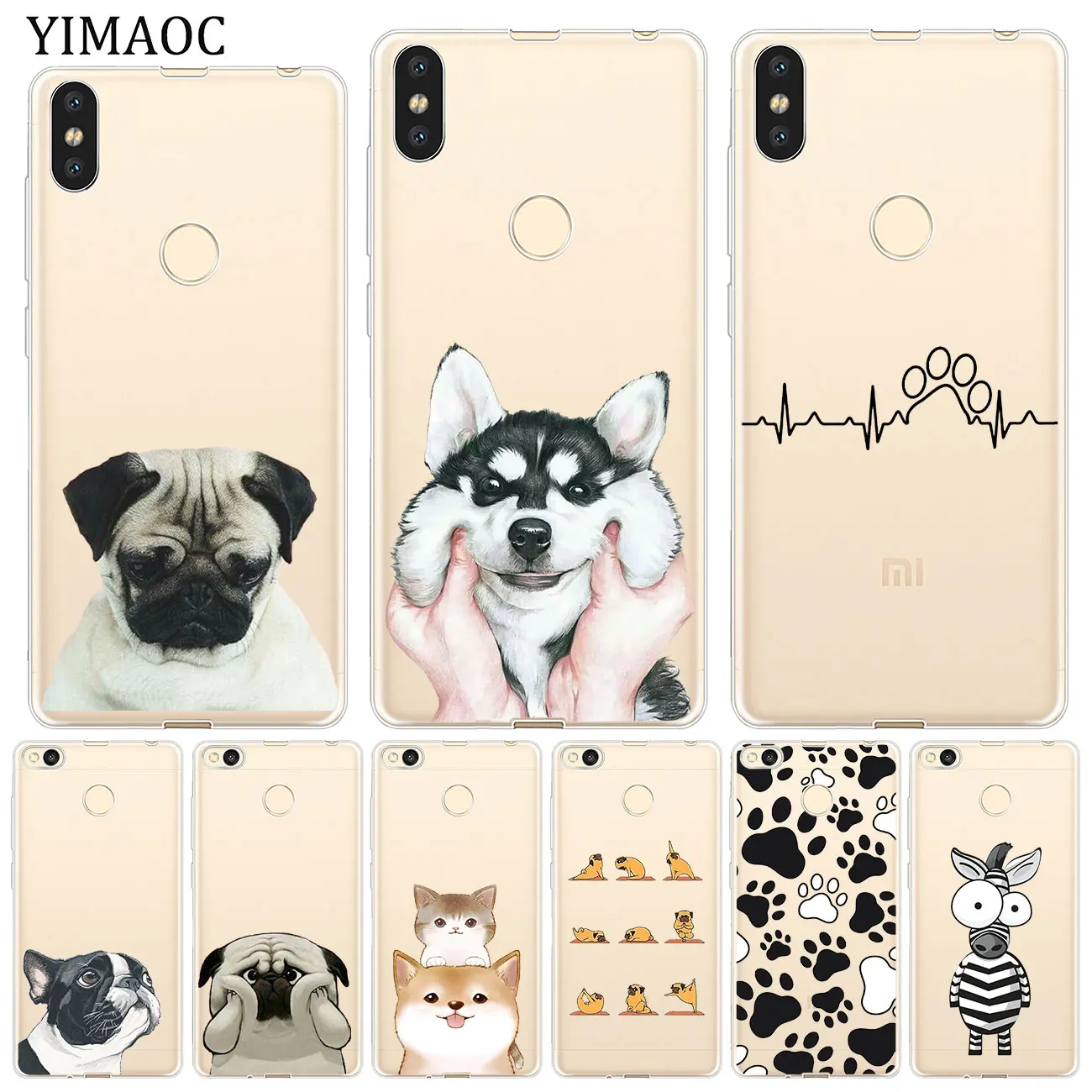

YIMAOC dog Paw Husky pug corgi Soft Case for Xiaomi Redmi S2 6A 4A Note 7 6 5 Pro Plus 5A Prime 4 4X Cover