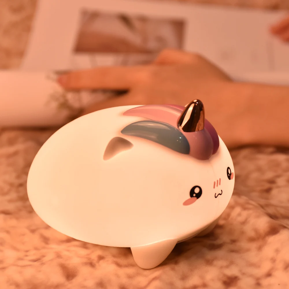 

Led Silicone Night Light Animal Unicorn Table Lamp Tap Control Night Light For Kids/Children's Room Night Lights Usb Rechargeble