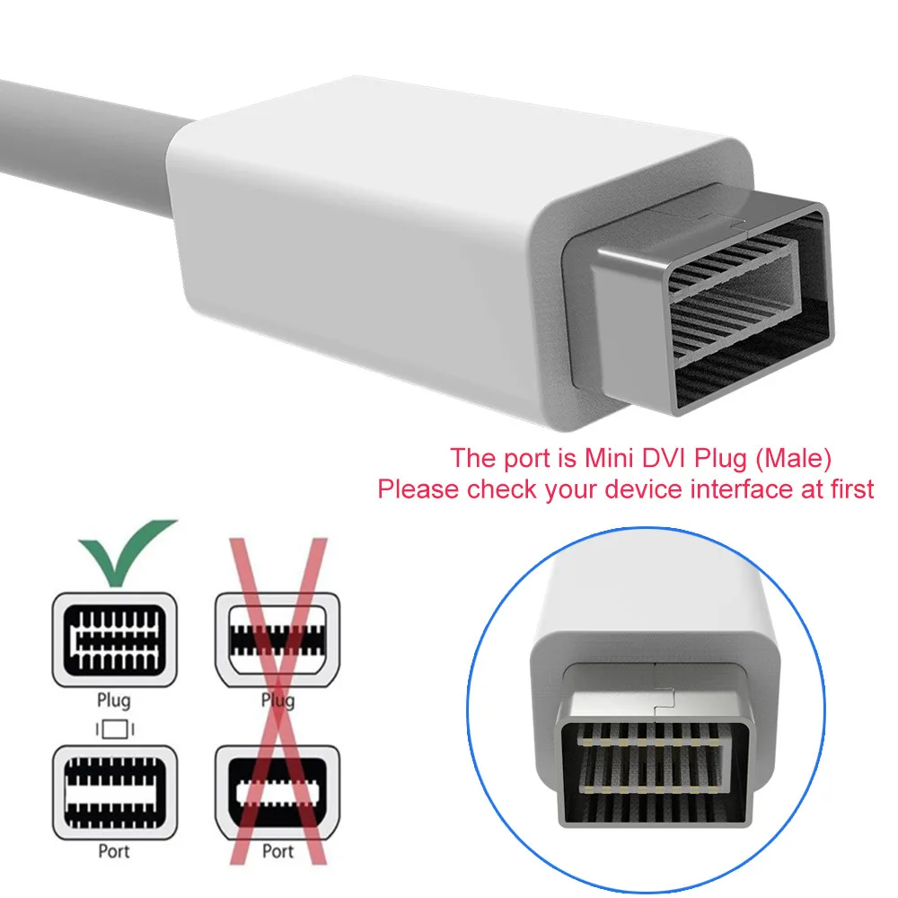 Robotsky Mini DVI Мужской к HDMI Женский Кабель монитор видео адаптер конвертер Kable Кабо шнур 1080P для Apple Mac Macbook