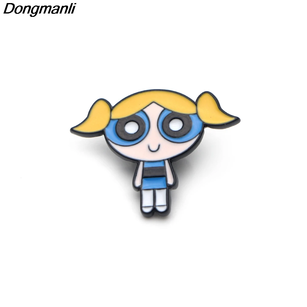 P2449 Dongmanli мультфильм милый Powerpuff девушки металлические эмалевые, на воротник булавка нагрудные значки ювелирные изделия брошь дети подарки аксессуары