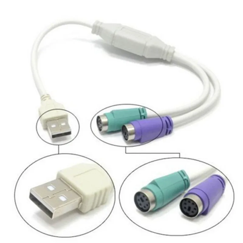 1pcs USB PS/2 Cable keyboard Mouse Cord Converter Adapter for PS2
