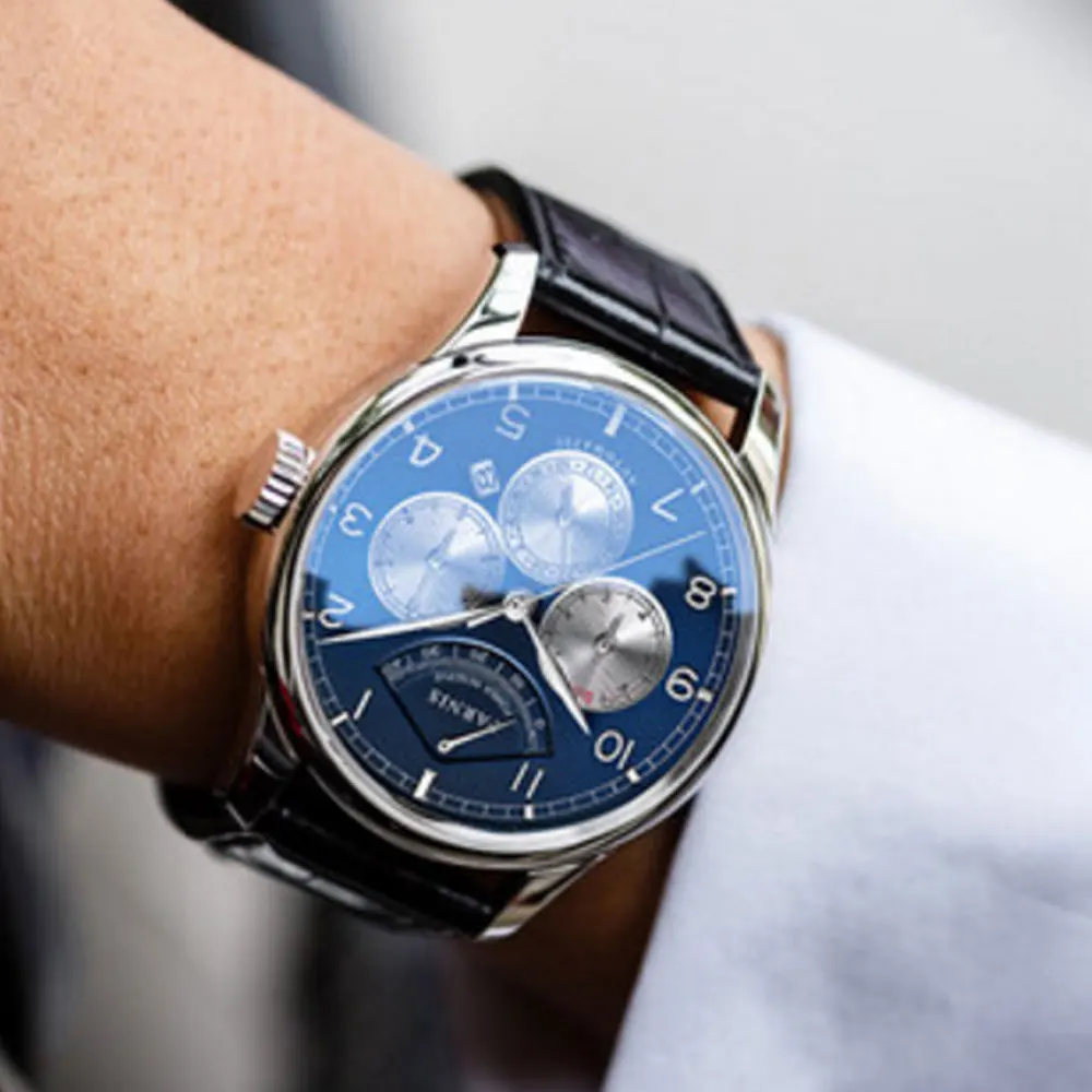42 мм Parnis Blue Dial Moon Phase power serve часы для мужчин люксовый бренд Топ Winder часы Miyota автоматические move Мужские t