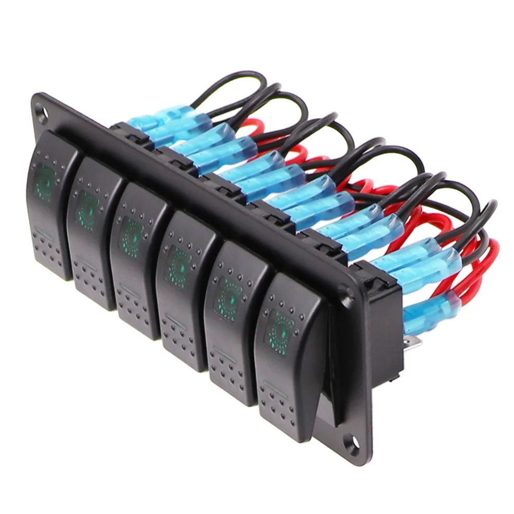 

Marine Boat Car Switch Panel Circuit Breaker Blue LED Light Rocker Switch Panel for Nissan Audi BMW Chevrolet