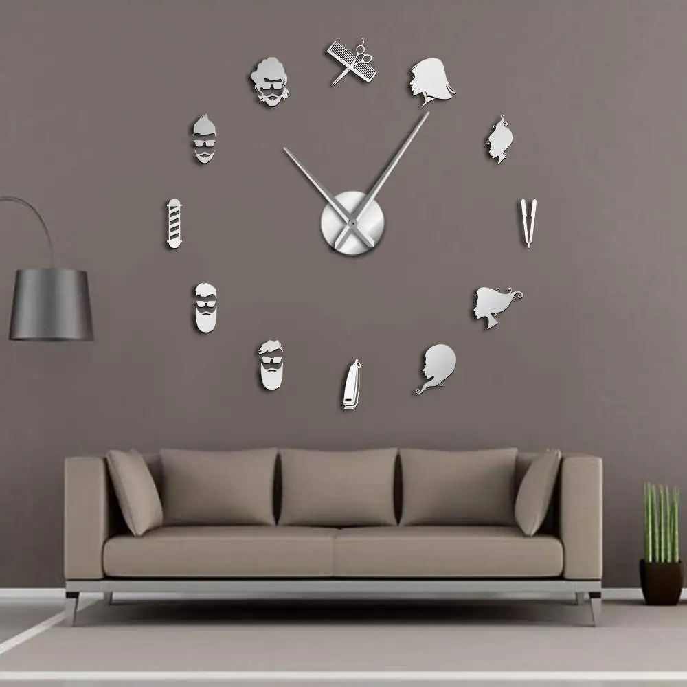 Reloj De Pared Grande 3d Para Decoración De Salón De Belleza, Diseño  Moderno, Tijeras De Poste, Tienda De Barbería, Relojes De Pared Grandes -  Relojes De Pared - AliExpress