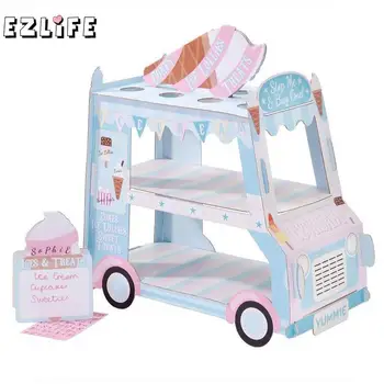 

New Design ICE CREAM VAN STAND Cars Display StandCar Cupcake Cake Stand Paper Cupcake Holder FES4507
