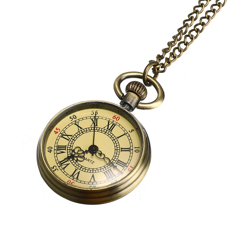 Антикварное винтажное Бронзовое стекло стимпанк карманные часы цепочка ожерелье ретро часы кулон ожерелье Подарки ювелирные аксессуары