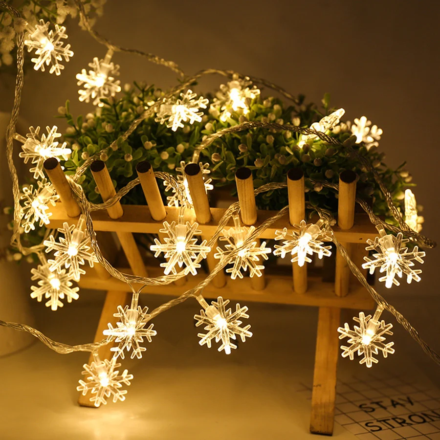 Thrisdar 20/40/80 светодиодный гирлянда в виде снежинок свет Батарея работает Рождественские снежинки гирляндовый свет, на свадьбу, на праздник, сказочный свет