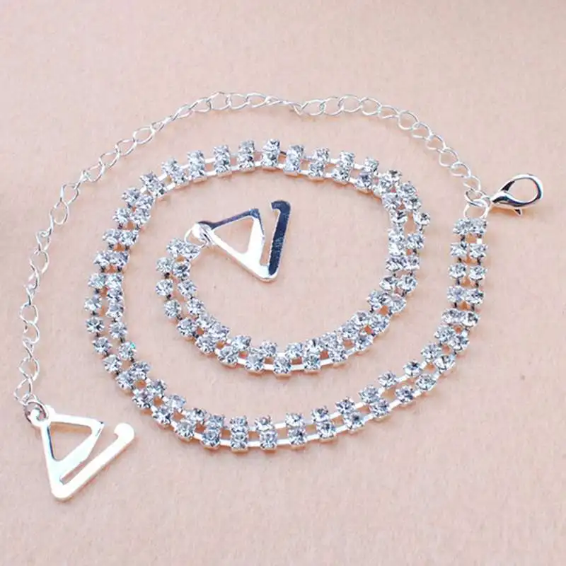 2pcs Adjustable Clear Crystal Belt Prom Diamante Rhinestone