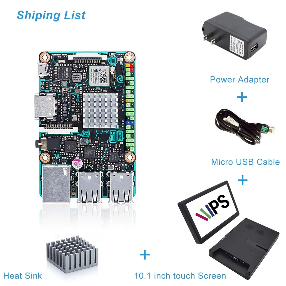 Плата ASUS SBC Tinker RK3288 SoC 1,8 GHz четырехъядерный процессор, 600MHz Mali-T764 GPU, 2GB LPDDR3 Thinker board/tinkerboard - Комплект: Комплект 6