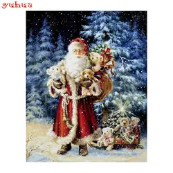 Полный Круглый бриллиантовый рисунок Рождество 5D DIY Алмаз Вышивка крестом Санта Клаус Полный площадь Алмазная мозаика Новый год 2