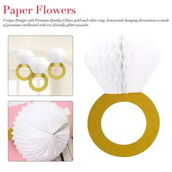 

3 PCS Bachelorette Party Decorations Honeycomb Gold Glitter Ring Hanging Decoration Wedding Engagement Party Decoration