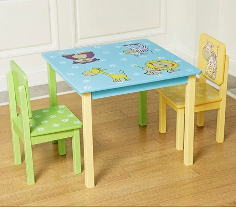 Детские мебельные гарнитуры один стол+ два стула наборы твердой древесины наборы детской мебели детский стул и учебный стол наборы мультфильм милый
