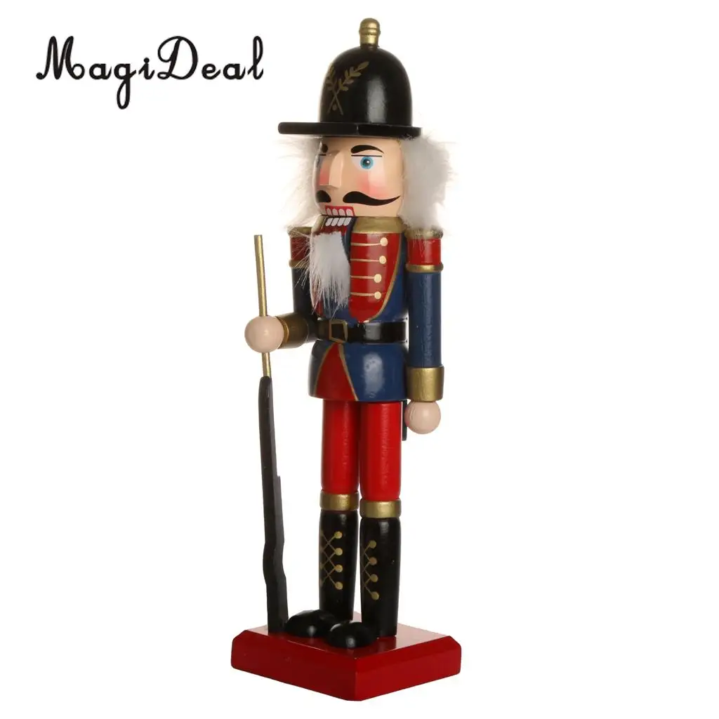 2x 25.5cm Wooden Handmade Nutcracker Soldier Doll Toy Christmas Display Ornaments