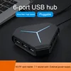 6 Ports USB 2.0 Hub USB Splitter High Speed TF SD Card Reader with eaphone microphone interface For PC Computer Accessories 4