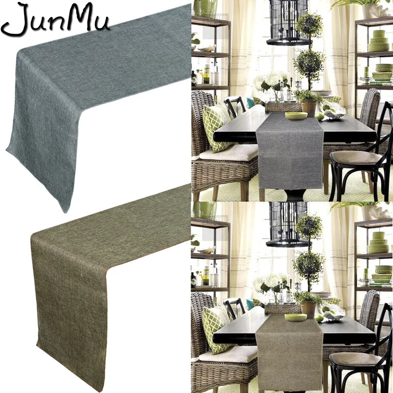 

Burlap Table Runner Jute Imitated Linen Tablecloth Rustic Wedding Party Banquet Decoration Home Textiles overlay Gray Khaki