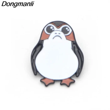 

P1924 Dongmanli Wholesale 20pcs / Lot Cute Penguin Pin Porg Enamel Brooch Cool Cosplay Movie Jewelry for Gift