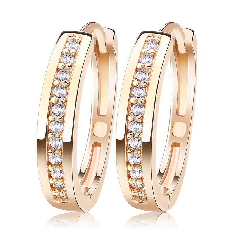 

H:HYDE 2019 New Arrival Crystal Gold-color Hoop Earrings Unisex Round Earrings Brincos for Women Men Ladies Fashion Jewelry Gift