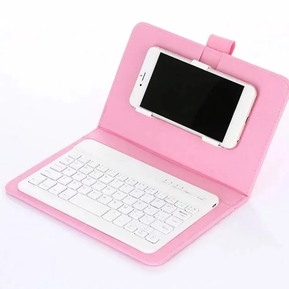 

Portable For Smartphone Bluetooth PU Leather Keyboard Cover Soft Wireless Universal Mobile Protective For Android IOS Windows