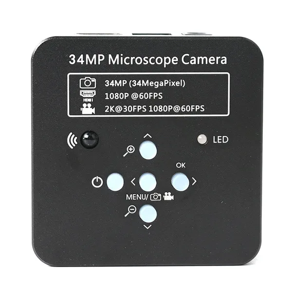2K 34MP 1080P 60FPS HDMI USB электронный промышленный микроскоп камера 0.5X адаптер для окуляра 30 мм/30,5 м кольцо для ремонт телефона pcb - Цвет: Black camera
