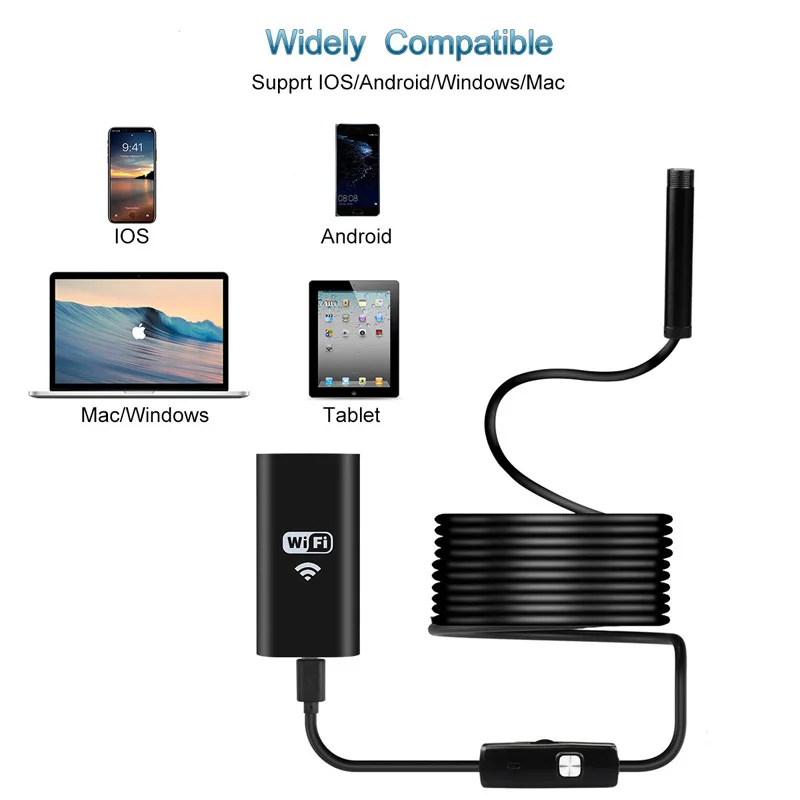 

WIFI Endoscope Camera Mini Waterproof Soft Cable Inspection Camera 8mm 1M USB Endoscope Borescope IOS Endoscope for Iphone