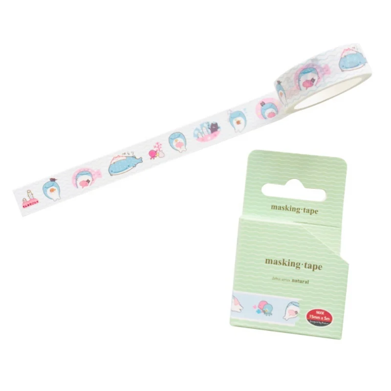 1 рулон с рисунком Кита из мультфильма Washi клейкая лента декоративная клейкая лента для декоративно-прикладного искусства DIY подарочная упаковка Скрапбукинг