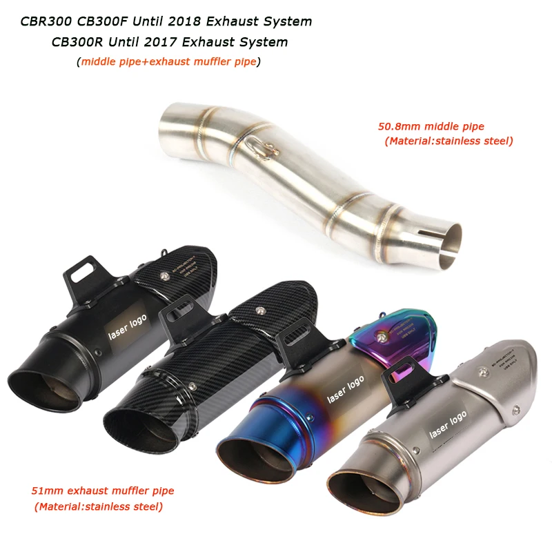 

CBR300 CB300F CB300R Motorcycle Stainless Steel Middle Link Pipe 51mm Exhaust Muffler Pipe for Honda CBR300 CB300F CB300R