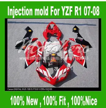 

Injection mold fairing for Yamaha YZF R1 2007 2008 YZF R1 2008 2007 red white black YZF-R1 YZF 1000 R1 07 08 fairing kits #s7j88