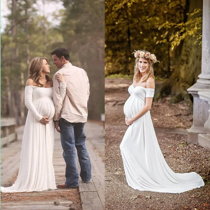 

Simple Off The Shoulder Wedding Dress 2019 Short Sleeves Backless Bridal Dress For Pregnant Women Plus Size Wedding Gowns