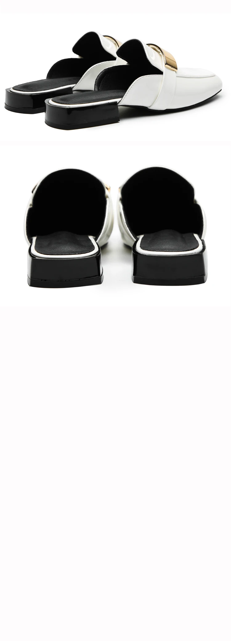 Известный бренд; металлические декоративные тапочки; женские туфли без задника с квадратным носком; вьетнамки из лакированной кожи на толстом низком каблуке; Летняя обувь; 157