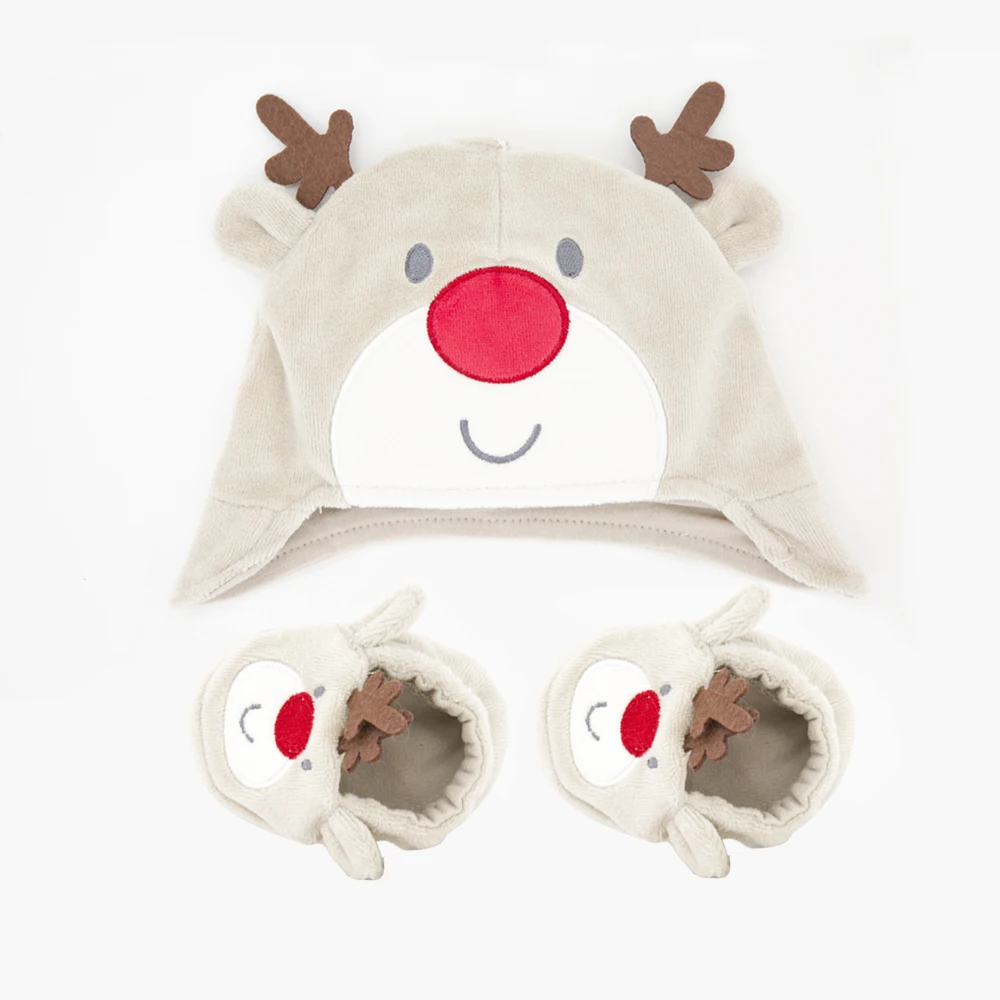 

2018 Brand Christmas Baby Reindeer Hat And Shoes Cotton Warm Wear 0-6 months Baby Fashion Christmas Gifts For Girls Boys