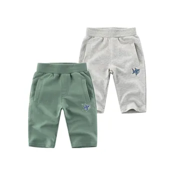 

2019 New Korean Kids Casual Pants Baby Boy Cotton Sports Pants Shark Embroidered Ankle-length Pants For 2-8 Years