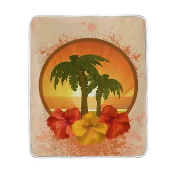 

Tropical Floral Palm Tree Sunset Blanket Soft Warm Cozy Bed Couch Lightweight Polyester Microfiber Blanket