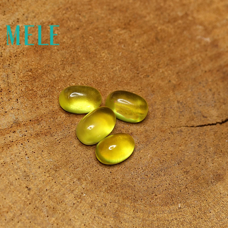 Natural golden yellow prehnite stone 4*6mm oval 0.6ct loose stone DIY matching Designer stone matching for women
