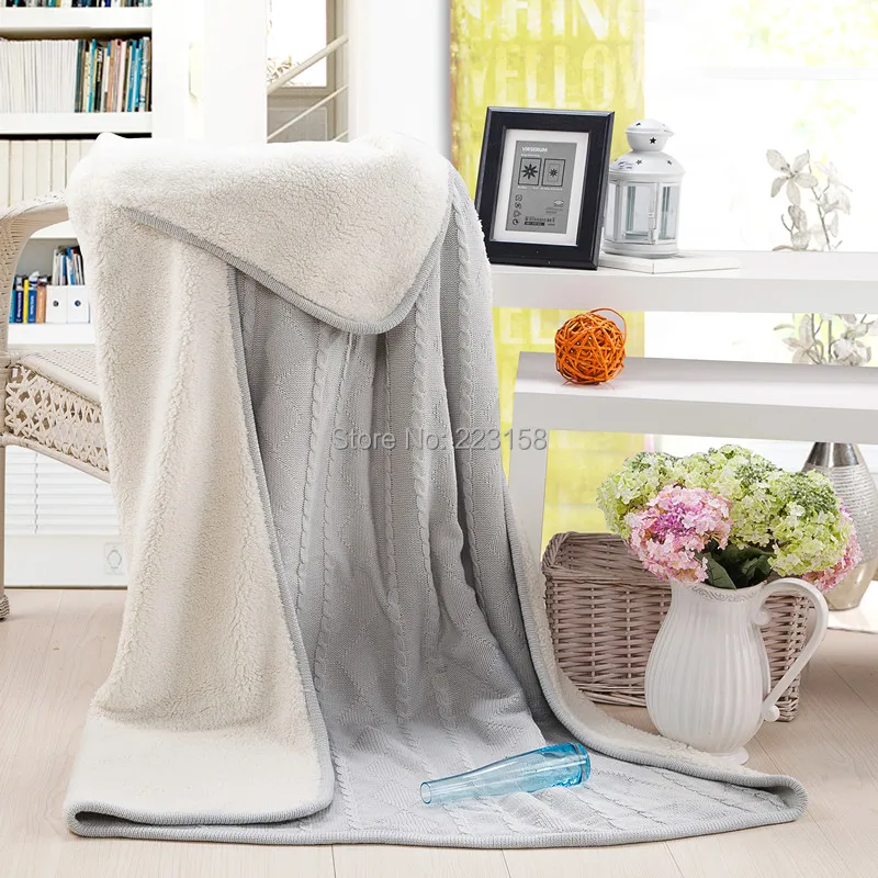 

130*170cm Furniture 2014 summer winter 100% compound cotton knitted blanket air conditioning blanket