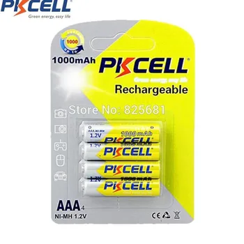 

4Pcs PKCELL 1.2v AAA NI-MH AAA Rechargeable Battery Batteries 1000mah charging 1000times cycles For Remote Control Toys Camera